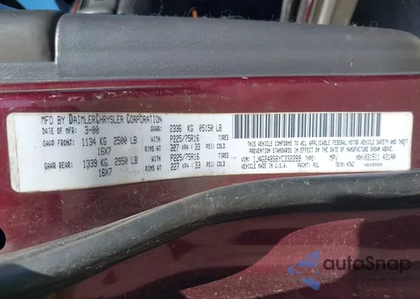 2000 Jeep Grand Cherokee Laredo из США, поврежденный, VIN 1J4G248S6YC332289